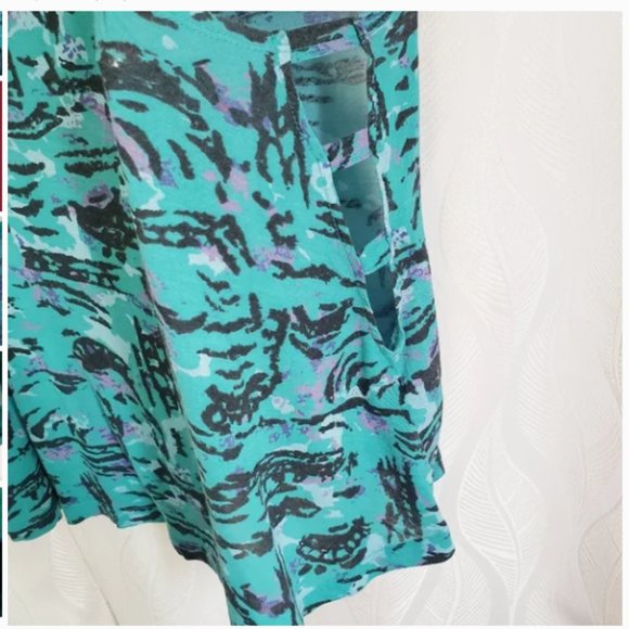 Forever 21 - Trapeze Swingy Cami Tank Top Caged Cut-Out Sides | Small | Teal - Picture 6 of 16